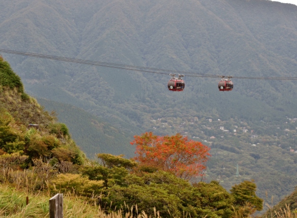 Hakone Ropeway going up the mountains.