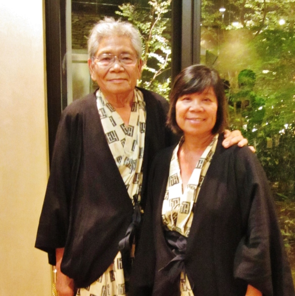 Wearing our Yukata to Happy Hour, and later to Onsen .
